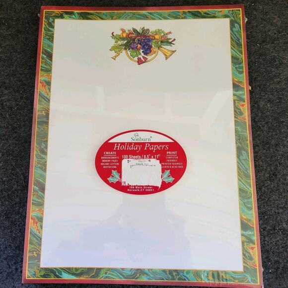 Sonburn Computer Print Paper 100 Sheets Christmas Ornaments Bourder 8.5x11 - Picture 1 of 4
